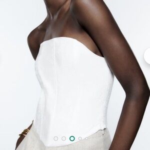 NWT ZARA Butterfly Embroidered Bella Corset Top White Size M